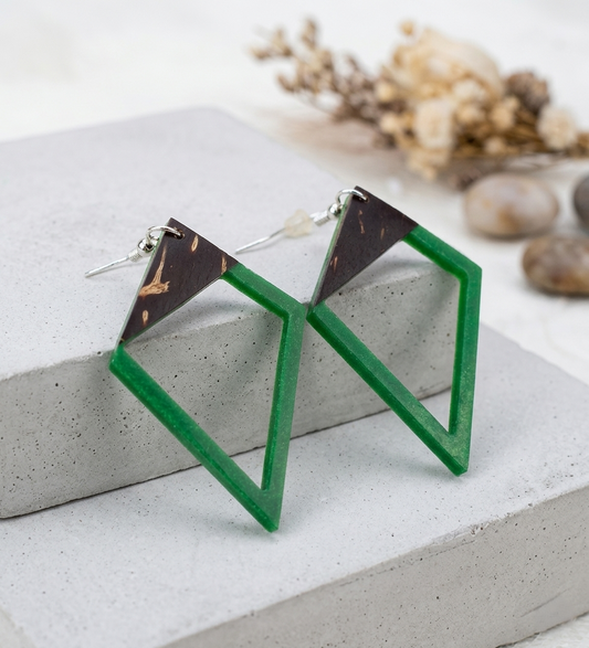 Coconut shell and Resin Earrings