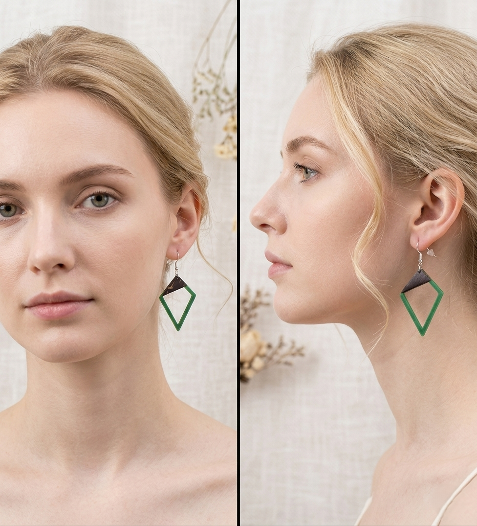 Coconut shell and Resin Earrings