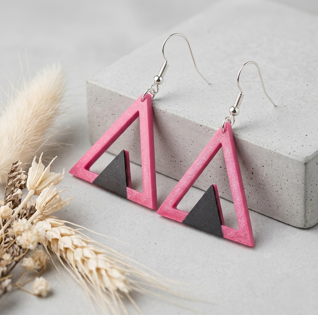Coconut shell and Resin Earrings