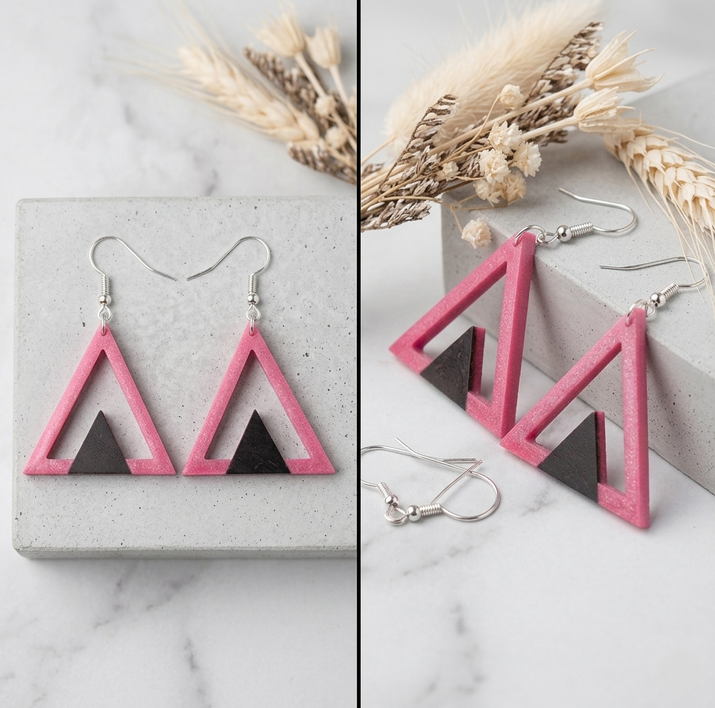 Coconut shell and Resin Earrings