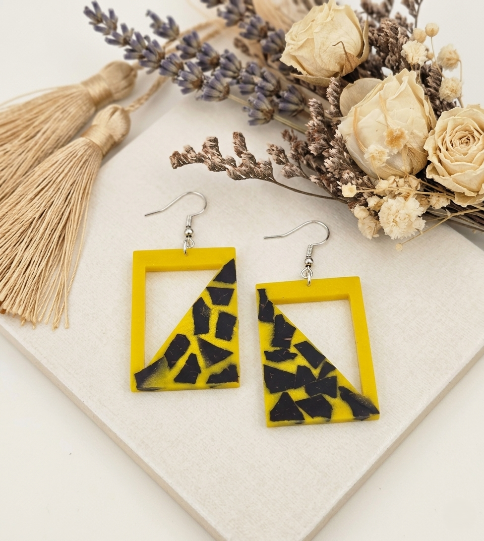Coconut shell and Resin Earrings