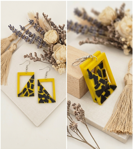 Coconut shell and Resin Earrings