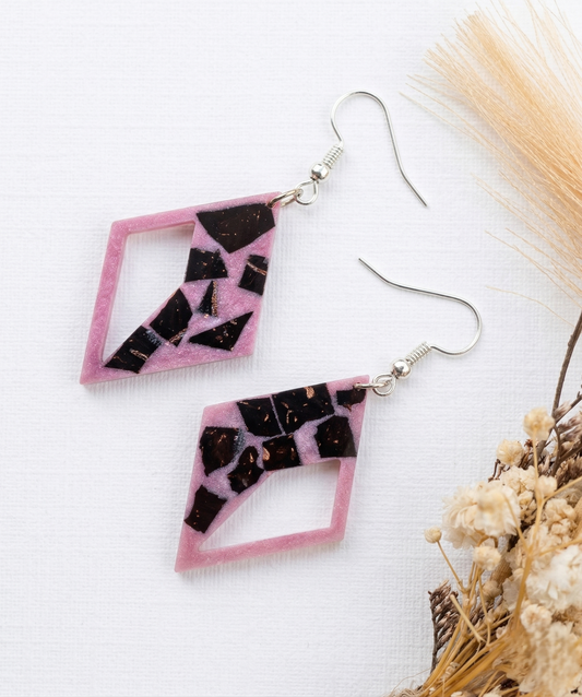 Coconut shell and Resin Earrings