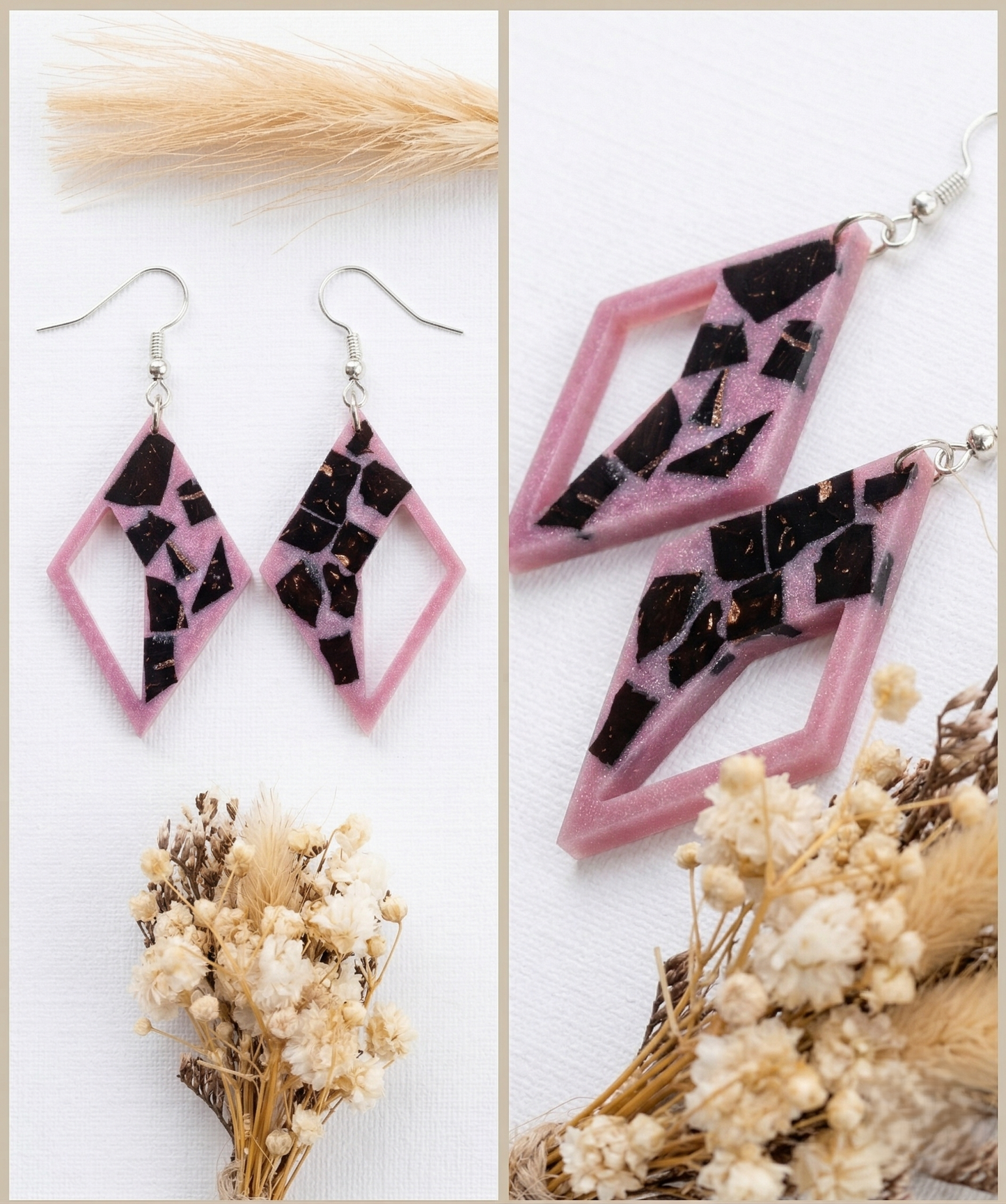 Coconut shell and Resin Earrings