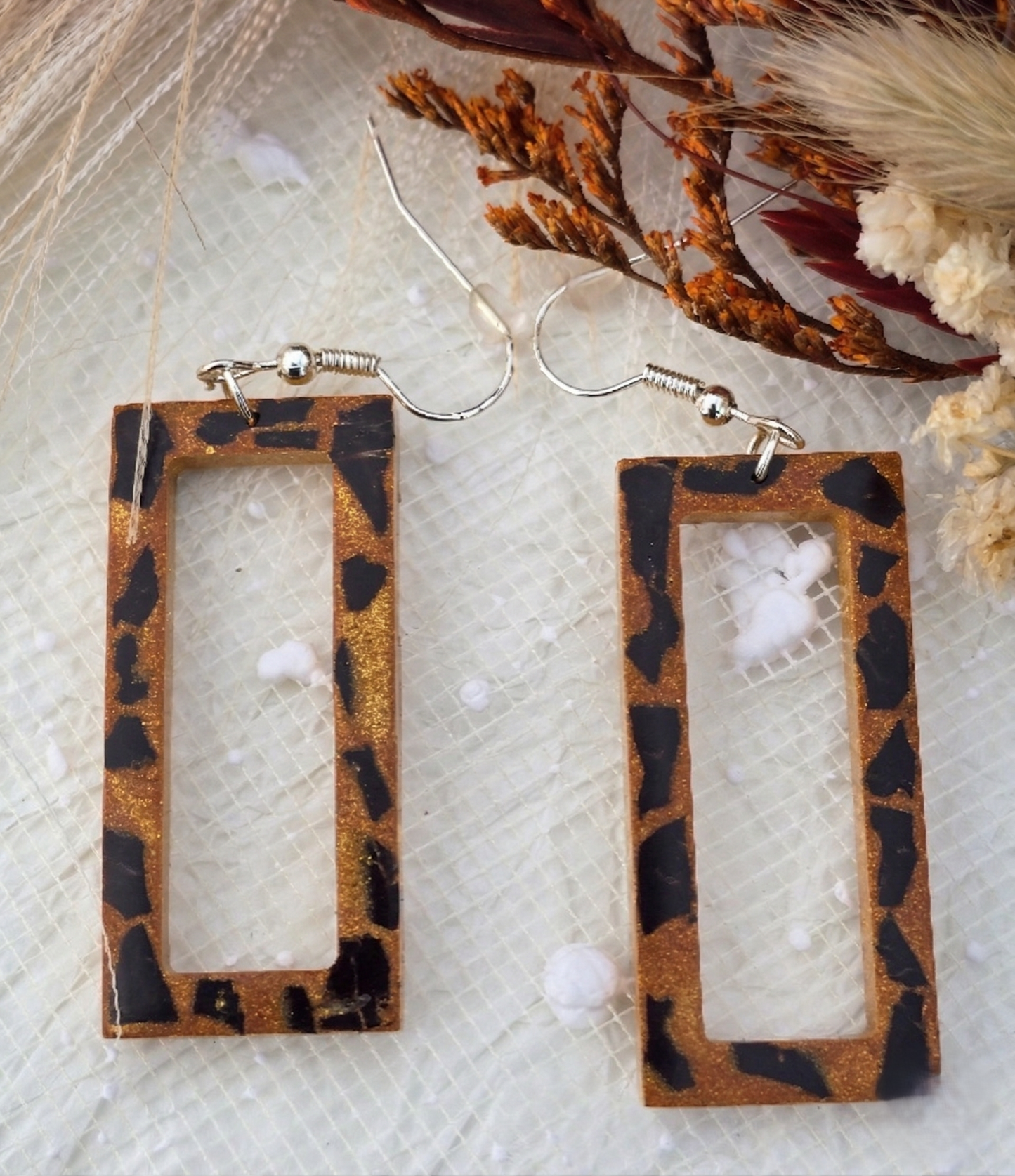 Coconut shell and Resin Earrings