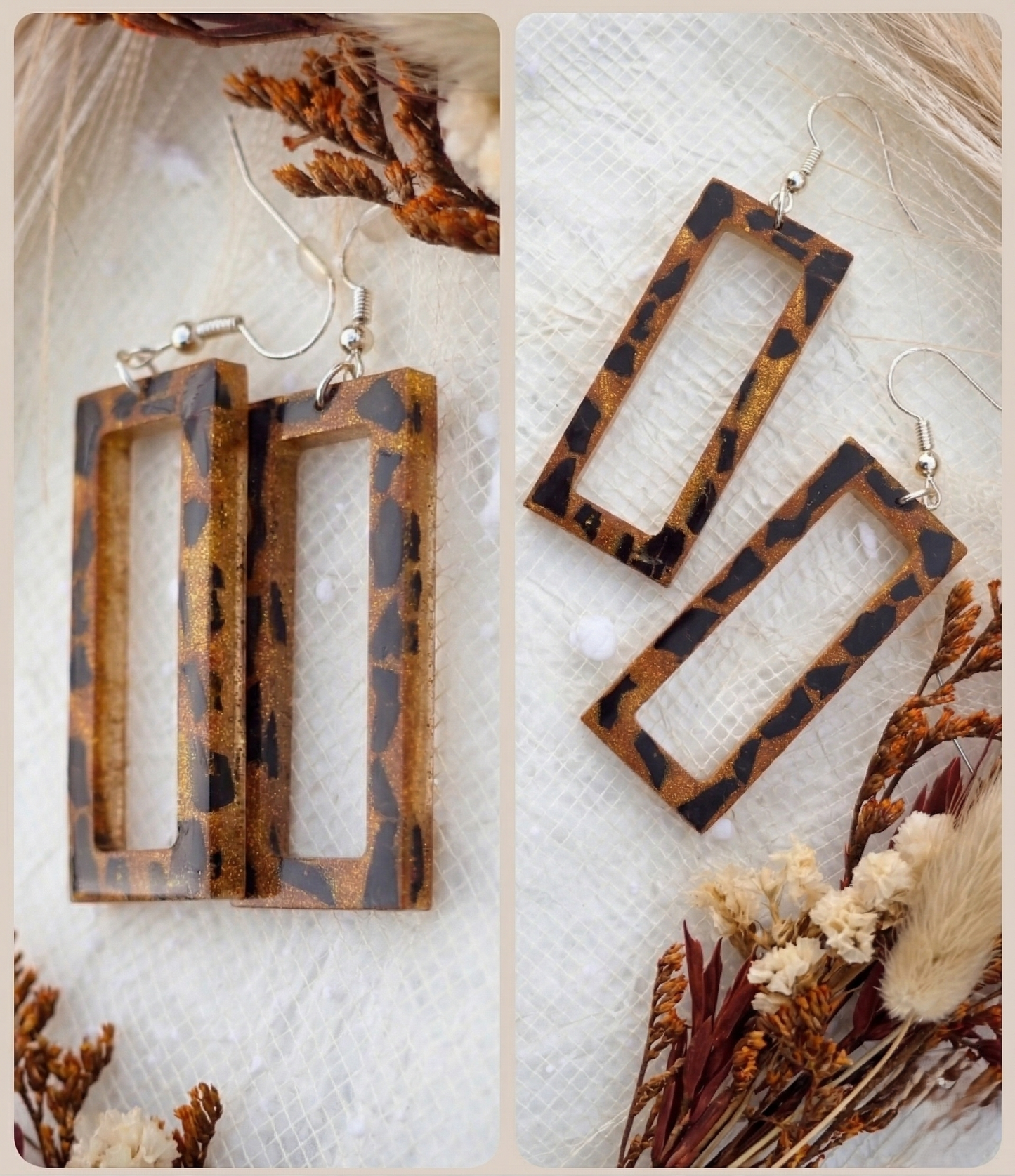 Coconut shell and Resin Earrings