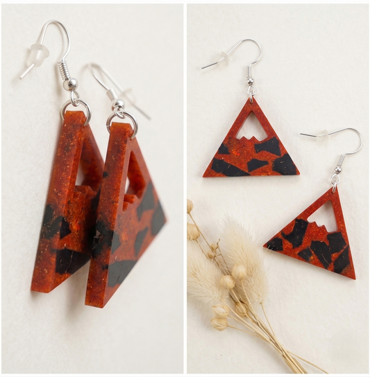 Coconut shell and Resin Earrings