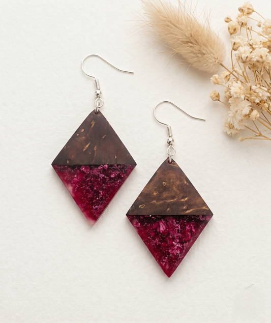 Coconut shell and Resin Earrings