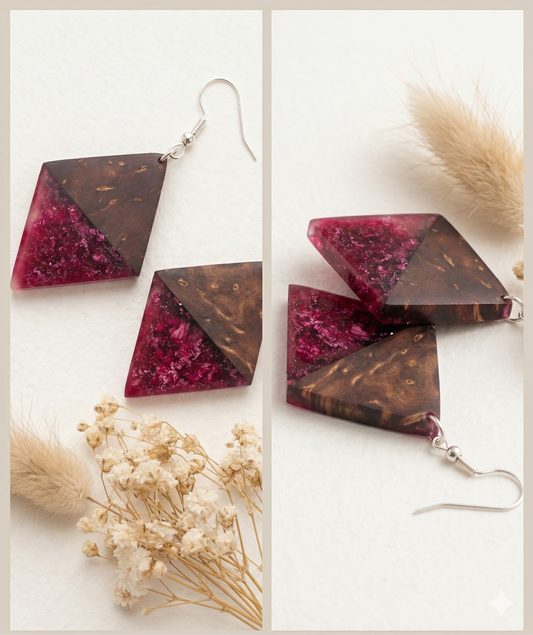 Coconut shell and Resin Earrings