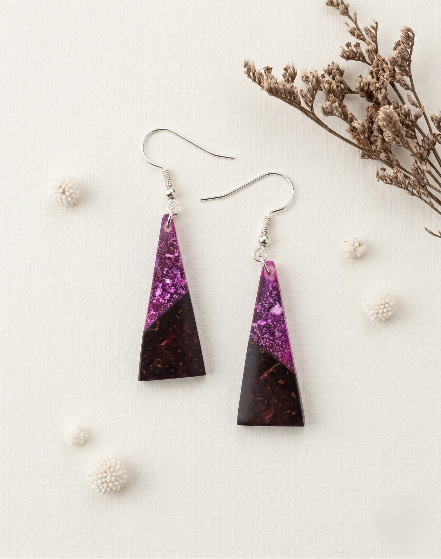 Coconut shell and Resin Earrings