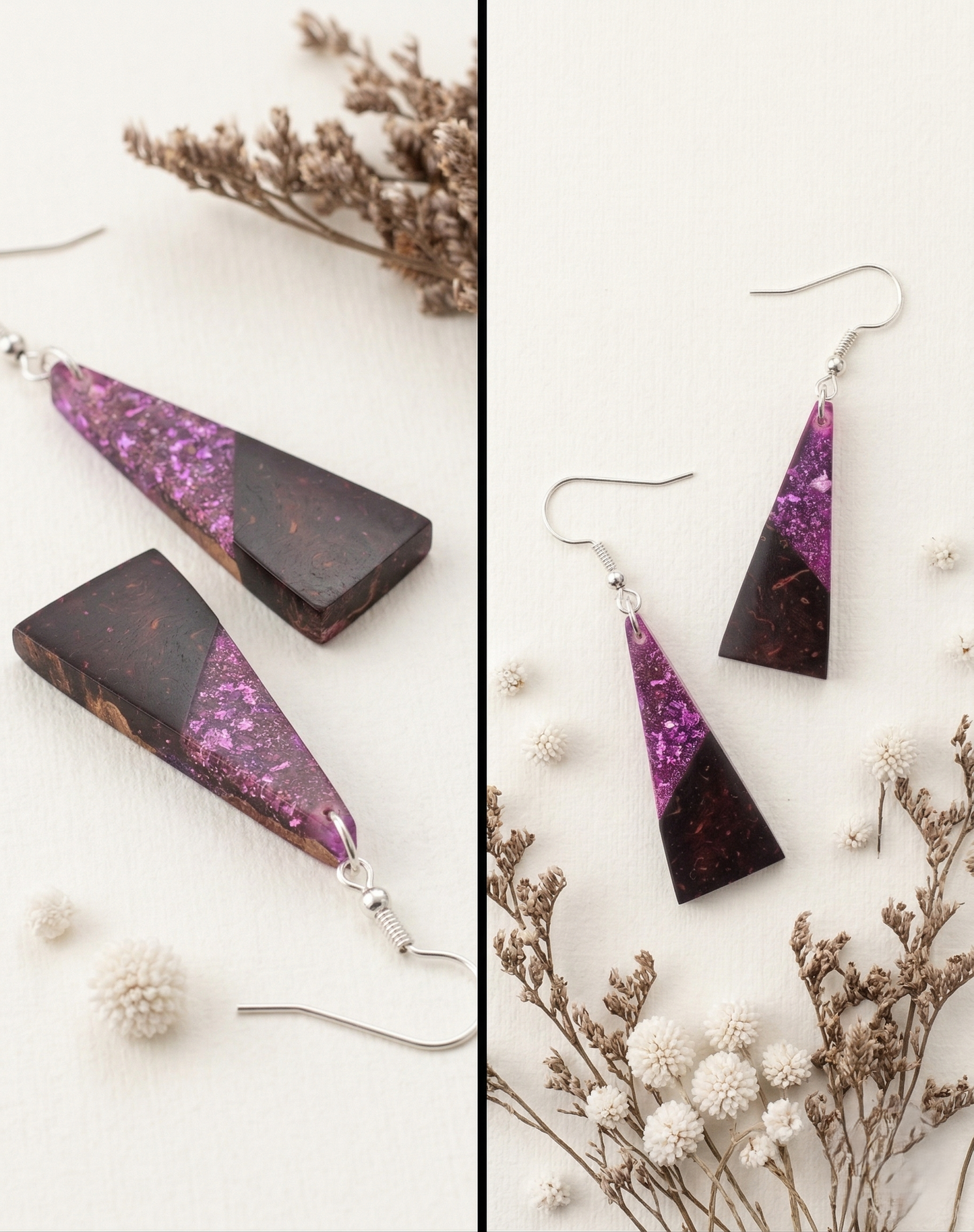 Coconut shell and Resin Earrings
