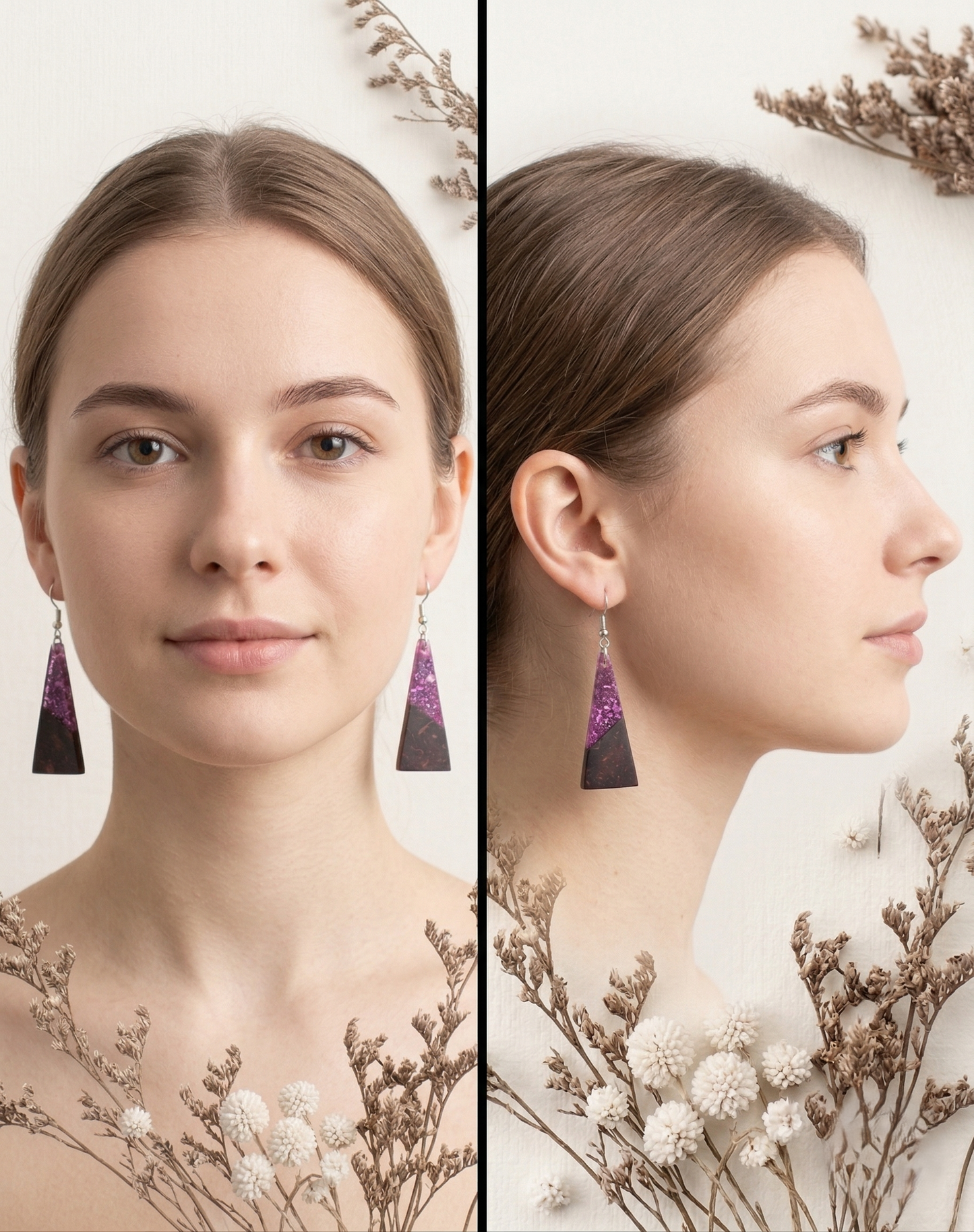 Coconut shell and Resin Earrings
