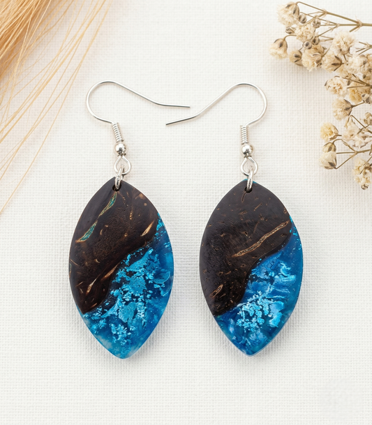 Coconut shell and Resin Earrings