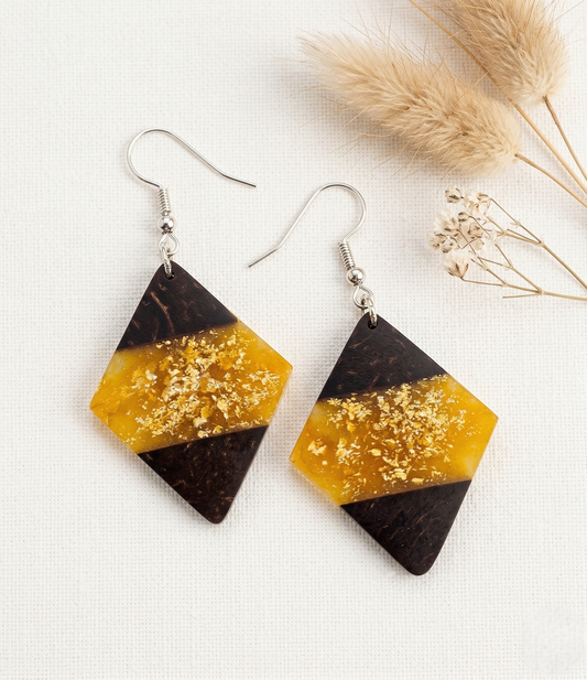 Coconut shell and Resin Earrings