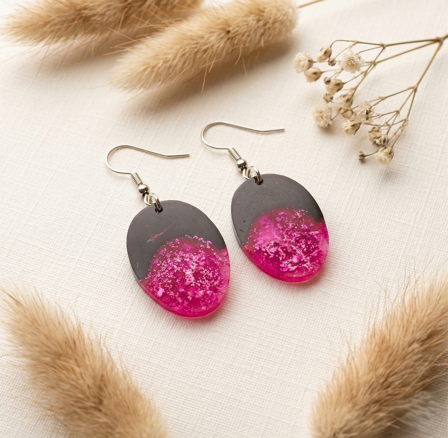 Coconut shell and Resin Earrings