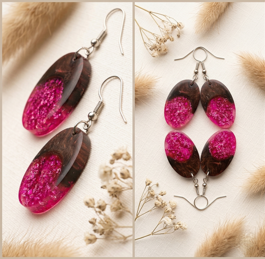 Coconut shell and Resin Earrings