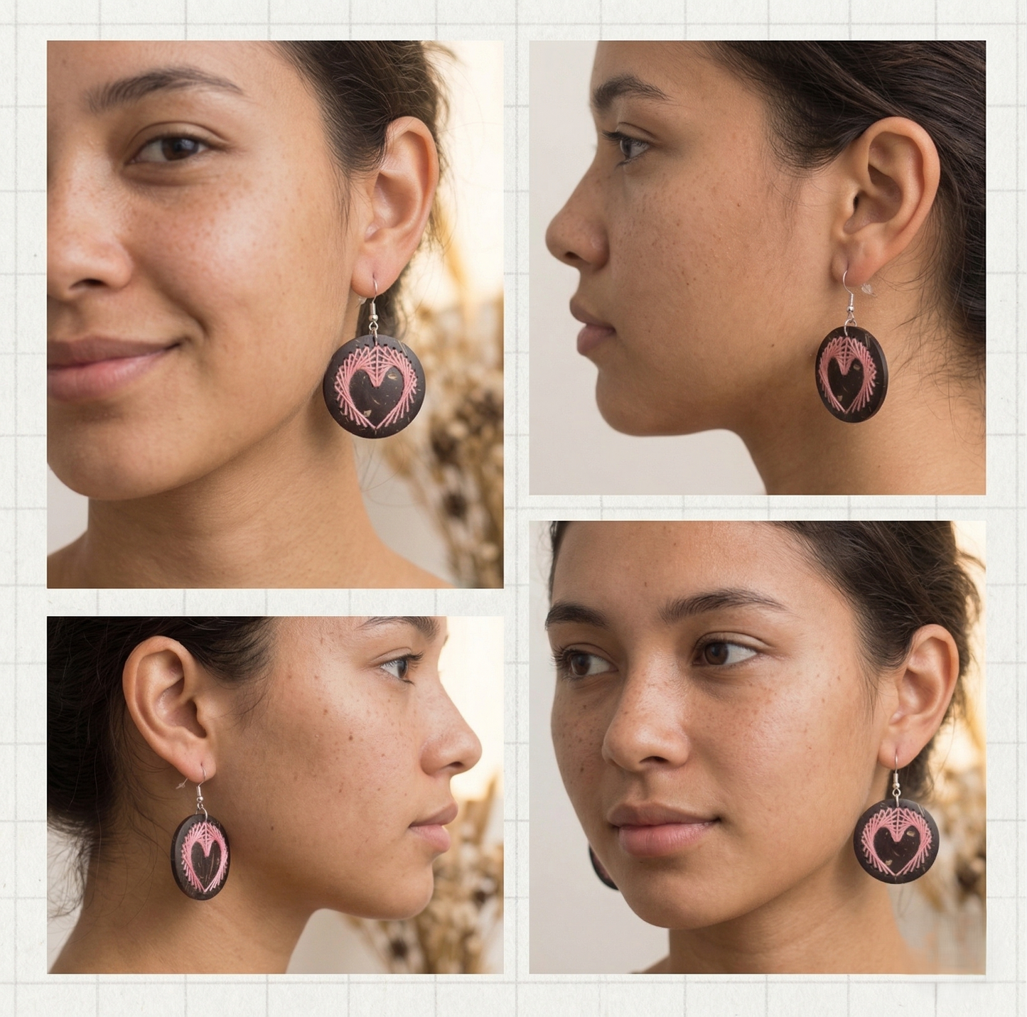Coconut shell and Cotton Thread Earrings