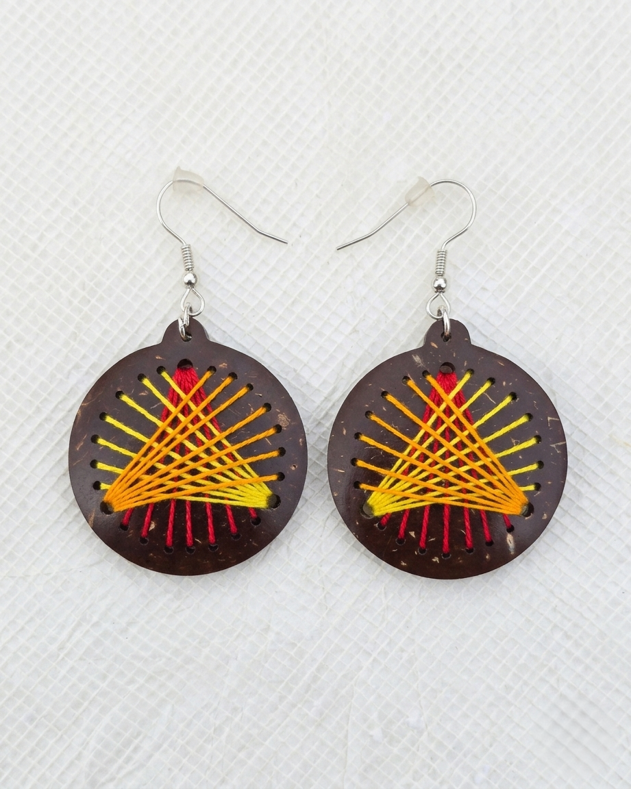 Coconut shell and Cotton Thread Earrings