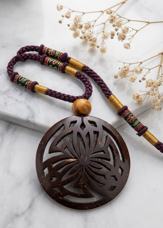 Coconut shell Carving Necklace