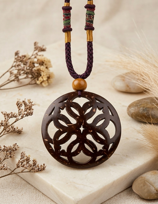 Coconut shell Carving Necklace