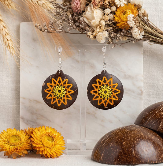 Coconut shell and Cotton Thread Earrings