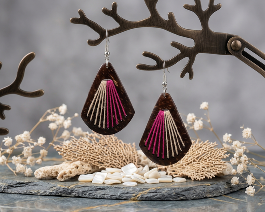 Coconut shell and Cotton Thread Earrings