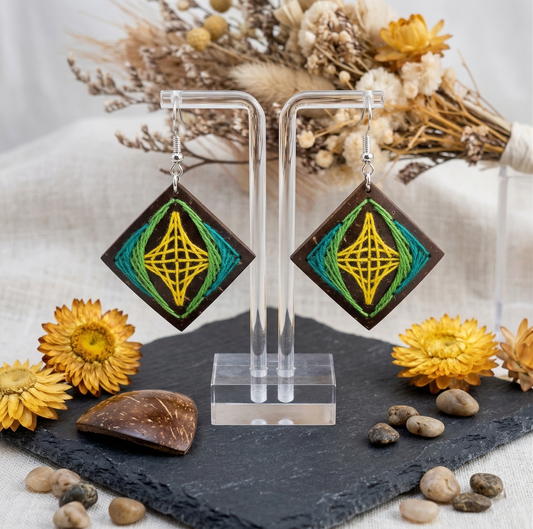 Coconut shell and Cotton Thread Earrings