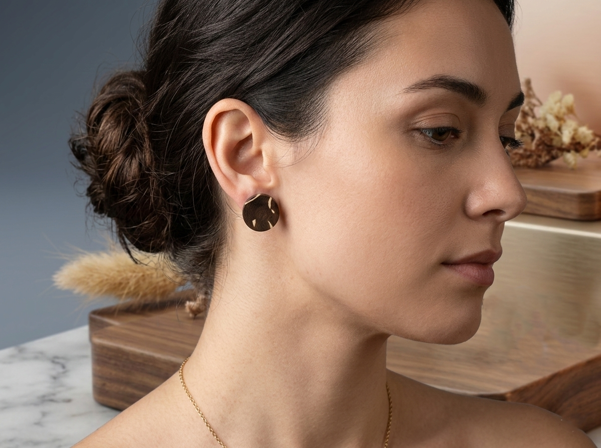 Coconut shell and Resin Earrings