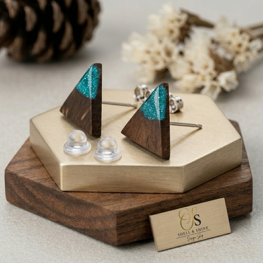 Coconut shell and Resin Earrings