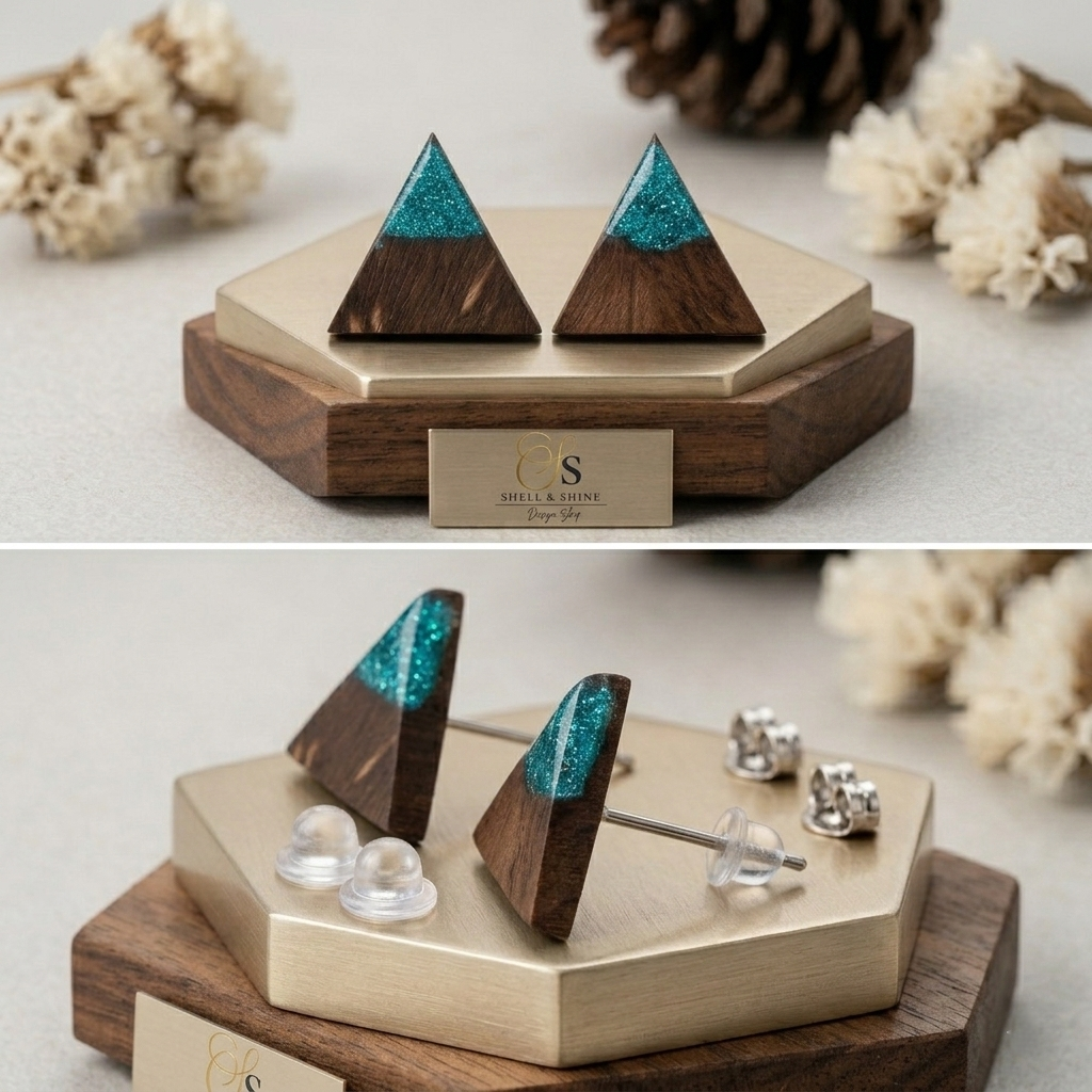 Coconut shell and Resin Earrings