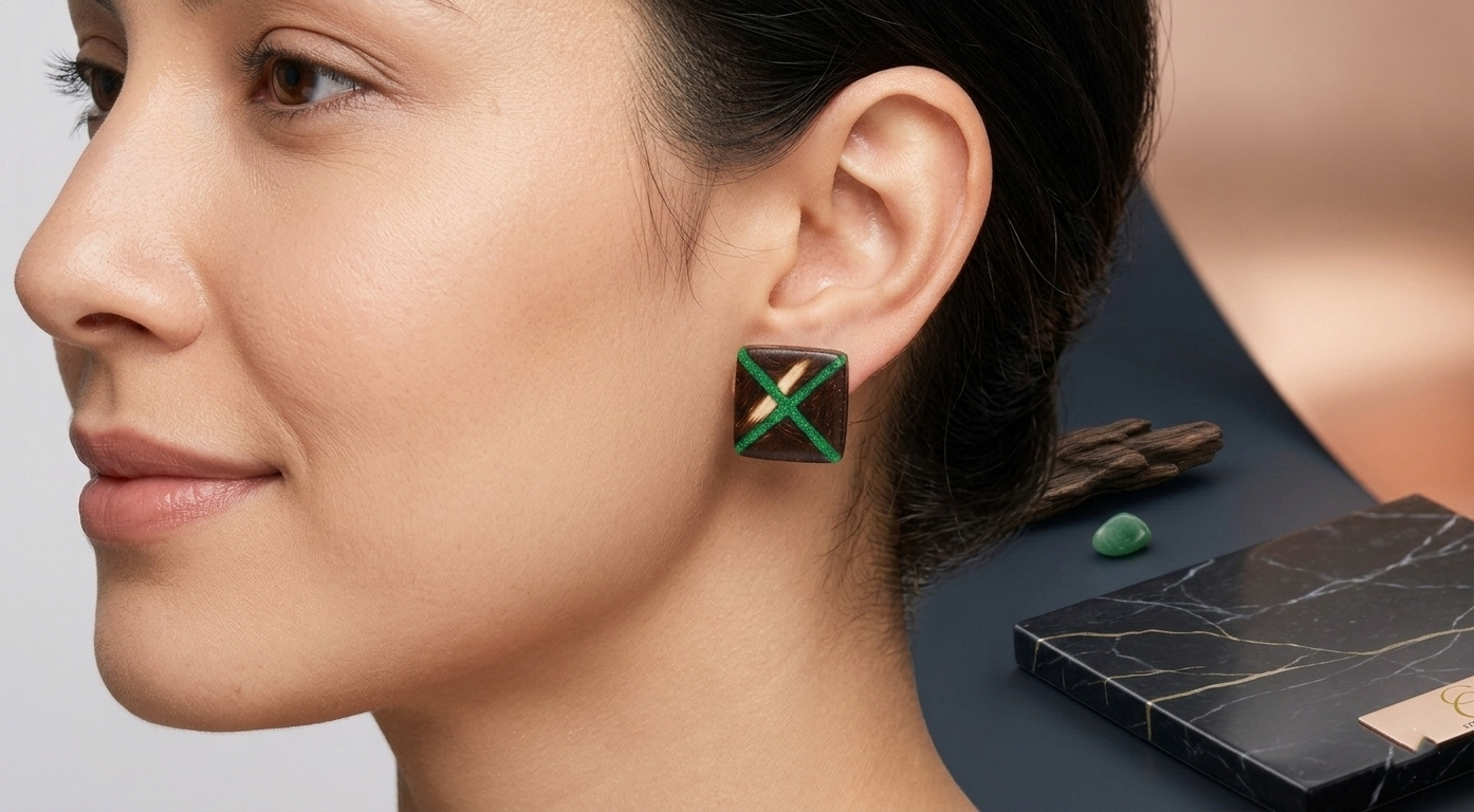Coconut shell and Resin Earrings
