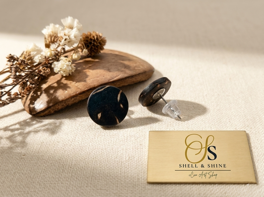 Coconut shell and Resin Earrings