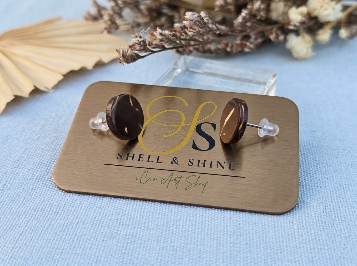 Coconut shell and Resin Earrings