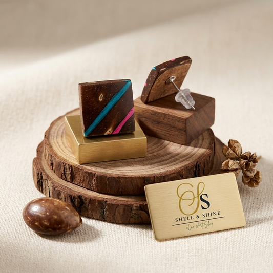 Coconut shell and Resin Earrings